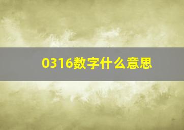 0316数字什么意思