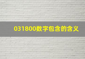 031800数字包含的含义