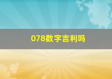 078数字吉利吗