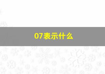 07表示什么