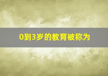 0到3岁的教育被称为