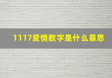 1117爱情数字是什么意思