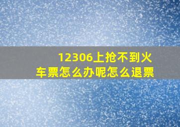 12306上抢不到火车票怎么办呢怎么退票