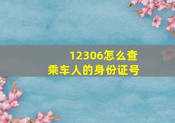 12306怎么查乘车人的身份证号