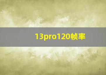 13pro120帧率