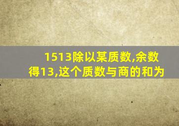 1513除以某质数,余数得13,这个质数与商的和为