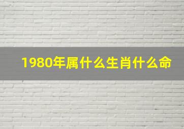 1980年属什么生肖什么命