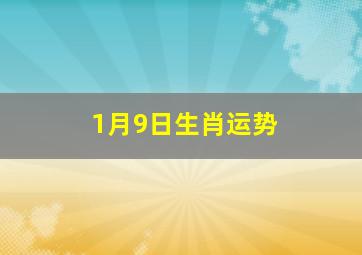 1月9日生肖运势