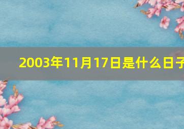 2003年11月17日是什么日子