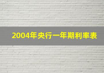 2004年央行一年期利率表