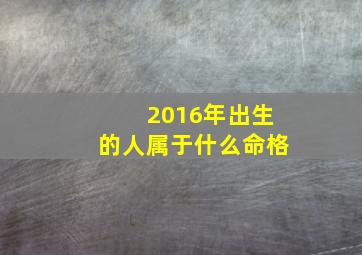 2016年出生的人属于什么命格