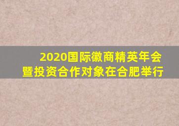 2020国际徽商精英年会暨投资合作对象在合肥举行