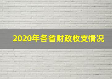 2020年各省财政收支情况