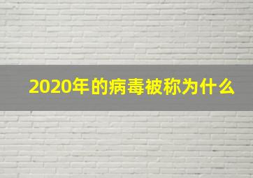 2020年的病毒被称为什么