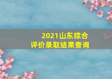 2021山东综合评价录取结果查询