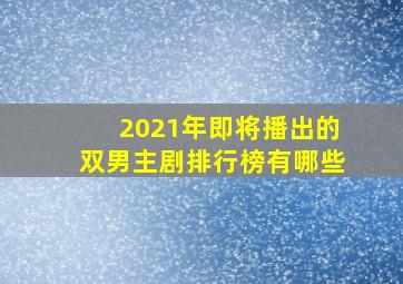 2021年即将播出的双男主剧排行榜有哪些