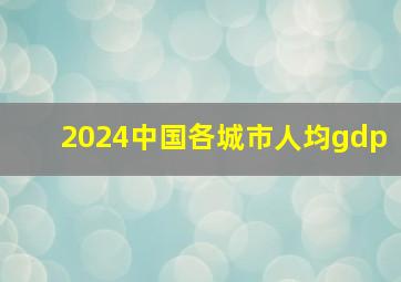 2024中国各城市人均gdp