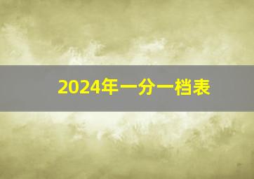 2024年一分一档表