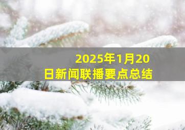 2025年1月20日新闻联播要点总结