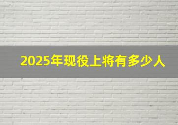 2025年现役上将有多少人