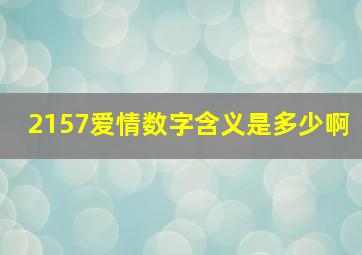 2157爱情数字含义是多少啊