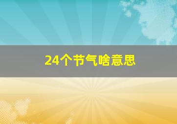 24个节气啥意思