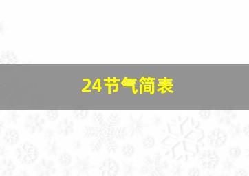 24节气简表