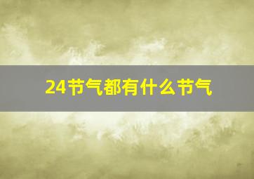 24节气都有什么节气