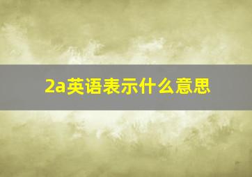 2a英语表示什么意思