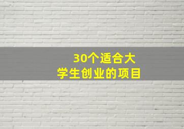 30个适合大学生创业的项目