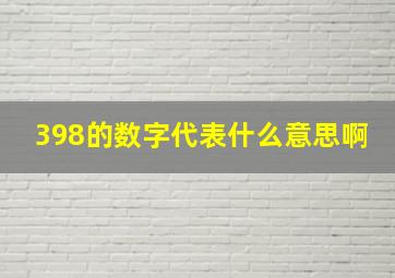 398的数字代表什么意思啊