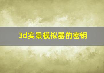 3d实景模拟器的密钥