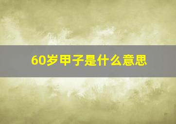 60岁甲子是什么意思