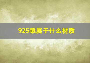 925银属于什么材质