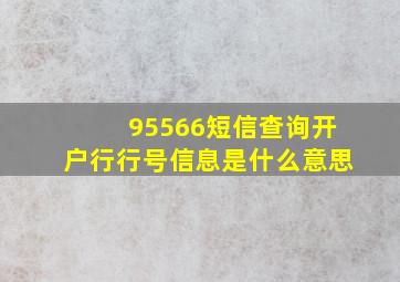 95566短信查询开户行行号信息是什么意思