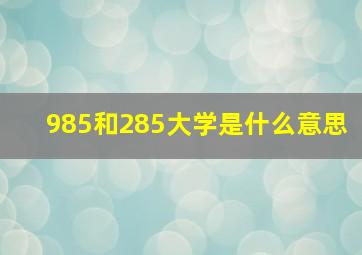 985和285大学是什么意思