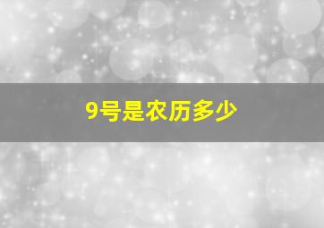 9号是农历多少