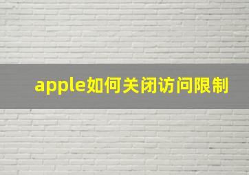 apple如何关闭访问限制