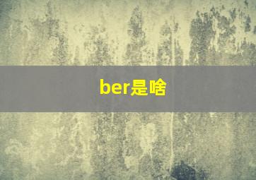 ber是啥