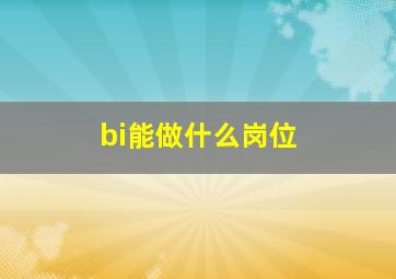 bi能做什么岗位