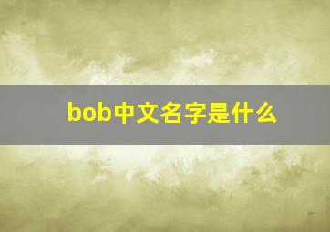 bob中文名字是什么