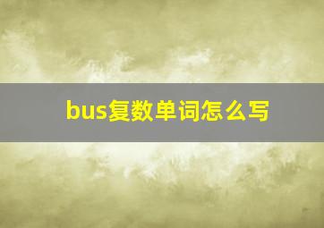 bus复数单词怎么写