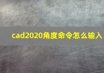 cad2020角度命令怎么输入