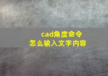 cad角度命令怎么输入文字内容