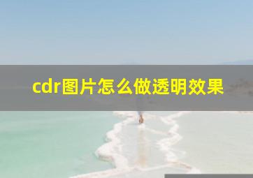 cdr图片怎么做透明效果