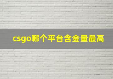 csgo哪个平台含金量最高