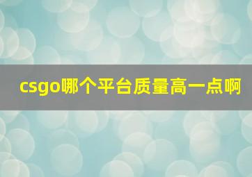 csgo哪个平台质量高一点啊