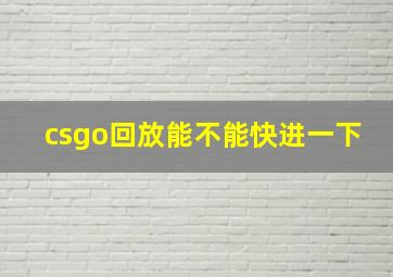 csgo回放能不能快进一下