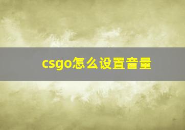 csgo怎么设置音量