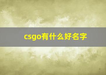 csgo有什么好名字